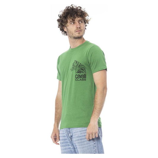 Cavalli Class Green Cotton T-Shirt green-cotton-t-shirt-13