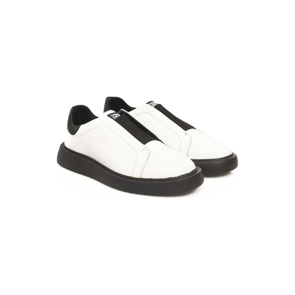 Cerruti 1881 White CALF Leather Sneaker white-calf-leather-sneaker