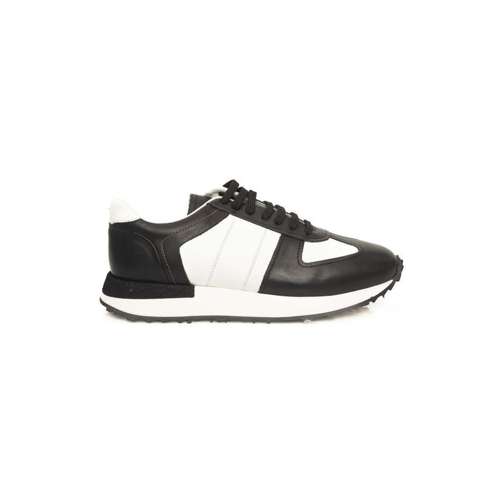 Cerruti 1881 Black And White CALF Leather Sneaker black-and-white-calf-leather-sneaker