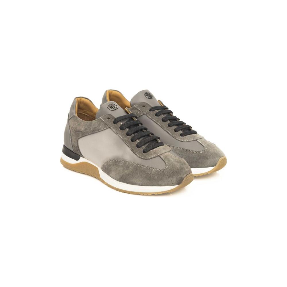 Cerruti 1881 Gray COW Leather Sneaker gray-cow-leather-sneaker-1