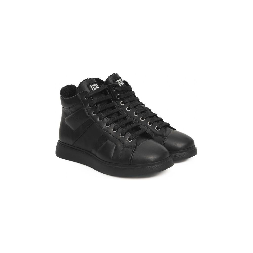 Cerruti 1881 Black COW Leather Sneaker black-cow-leather-sneaker-4