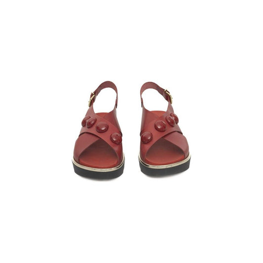 Cerruti 1881 Red COW Leather Sandal red-cow-leather-sandal