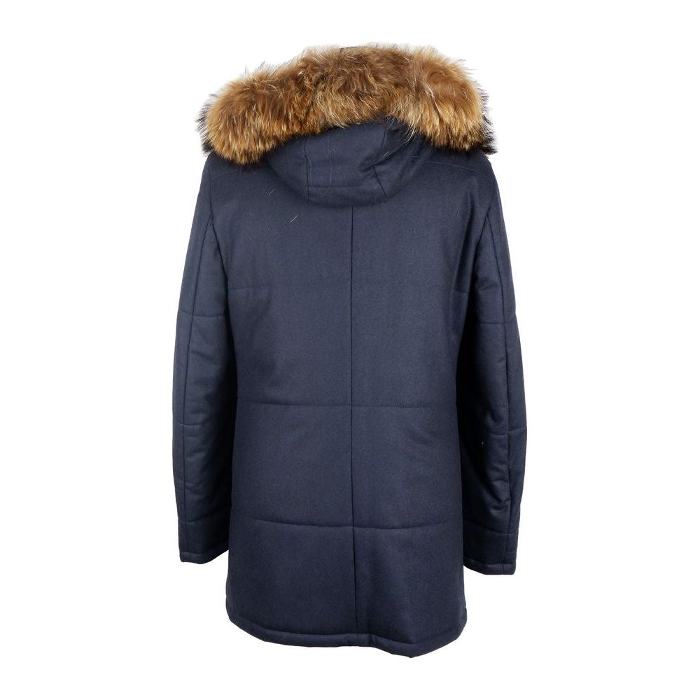 Elegant Blue Wool-Cashmere Padded Jacket