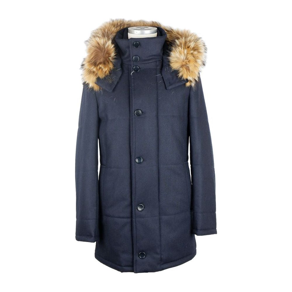 Made in Italy Elegant Blue Wool-Cashmere Padded Jacket blue-wool-jacket-3