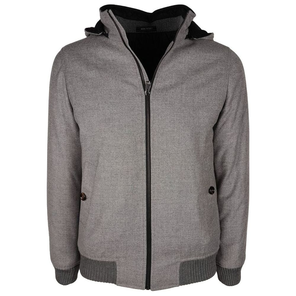 Made in Italy Elegant Wool-Cashmere Men's Jacket with Hood elegant-wool-cashmere-mens-jacket-with-hood