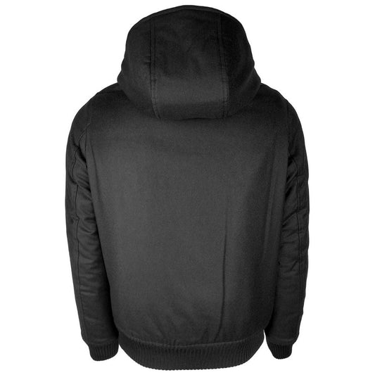 Made in Italy Elegant Men's Wool-Cashmere Hooded Jacket black-wool-jacket-3