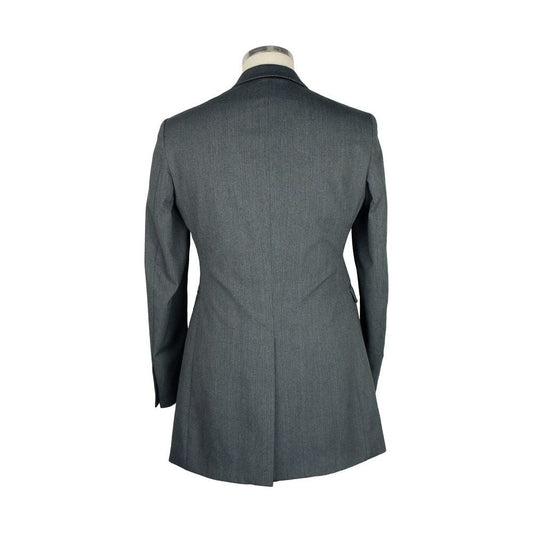 Elegant Gray Wool Blend Men's Short Coat