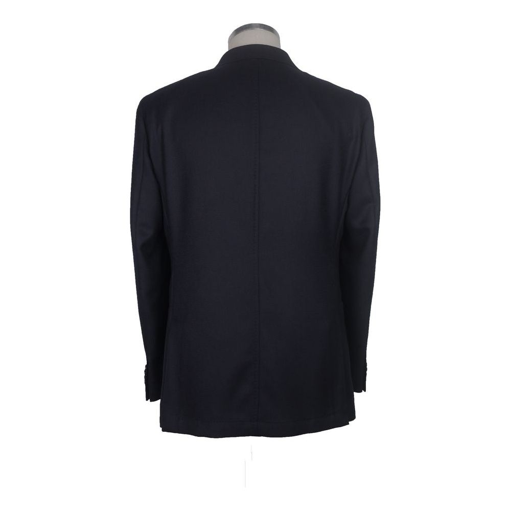 Elegant Dark Blue Italian Wool Jacket