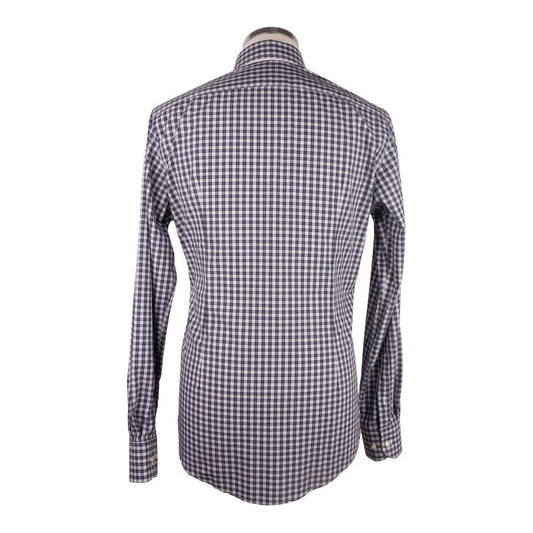 Made in Italy Elegant Milano Square-Patterned Cotton Shirt blue-cotton-shirt-70