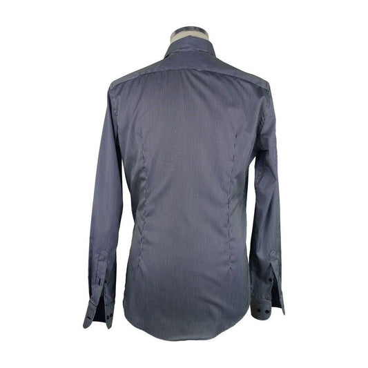Made in Italy Elegant Milano Black Striped Men's Shirt black-cotton-shirt-30