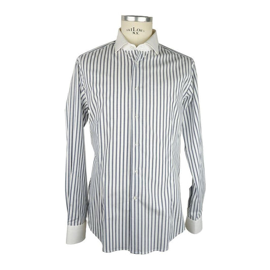 Made in Italy Elegant Striped Milano Cotton Shirt white-cotton-shirt-45