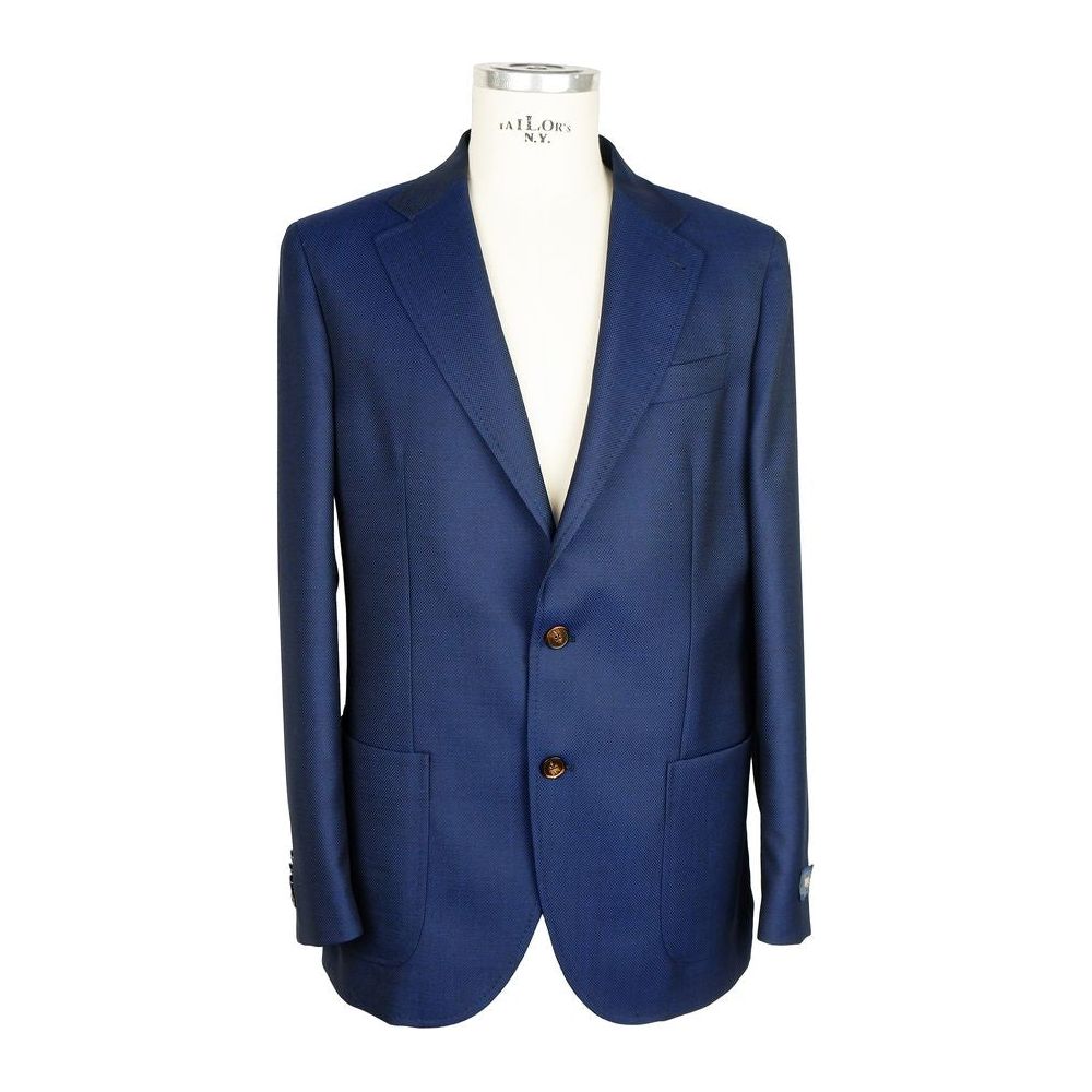 Emilio Romanelli Elegant Summer Wool Jacket for Men blue-virgin-wool-blazer-1