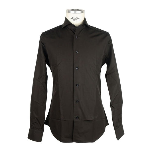 Made in Italy Sleek Milano Cotton Men's Shirt in Black sleek-milano-cotton-mens-shirt-in-black