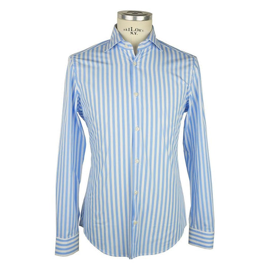Made in Italy Elegant Striped Milano Cotton Shirt white-cotton-shirt-46