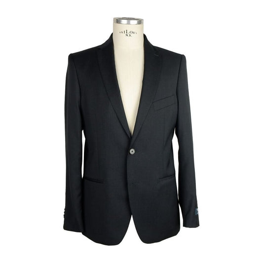 Elegant Milano Black Wool Suit