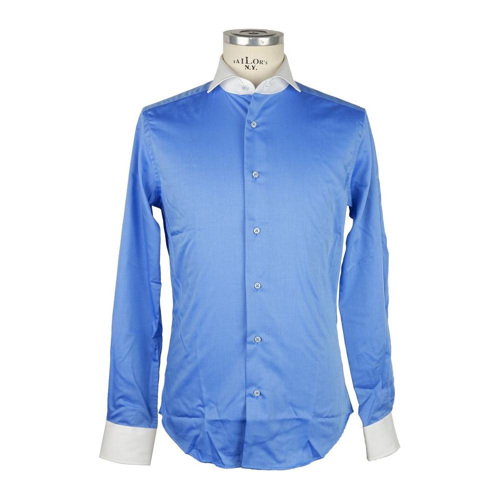 Made in Italy Elegant Contrast Collar Cotton Shirt elegant-contrast-collar-cotton-shirt