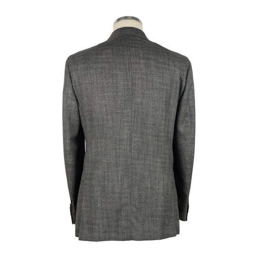 Emilio Romanelli Elegant Summer Wool-Linen Men's Jacket gray-wool-blazer