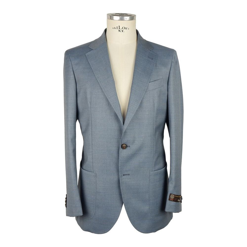 Emilio Romanelli Elegant Summer Men's Light Blue Wool Jacket light-blue-virgin-wool-blazer