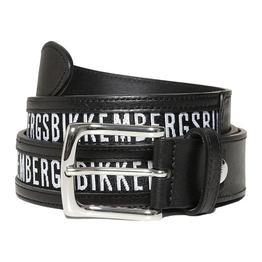 Bikkembergs Sleek Black Calfskin Leather Belt MAN BELTS e-bikkembergs-belt-16
