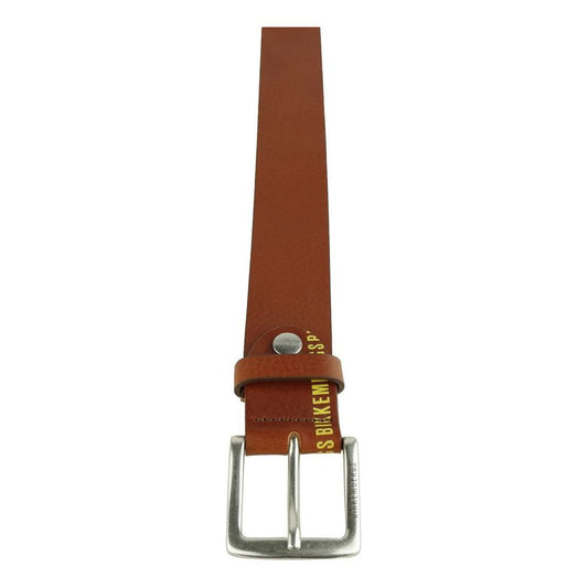 Bikkembergs Elegant Cognac Leather Belt for Men brown-calfskin-belt