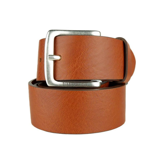 Bikkembergs Elegant Cognac Leather Belt for Men brown-calfskin-belt