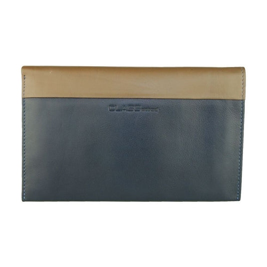 Cavalli Class Sleek Blue and Beige Leather Wallet MAN WALLETS ar-cavalli-class-wallet