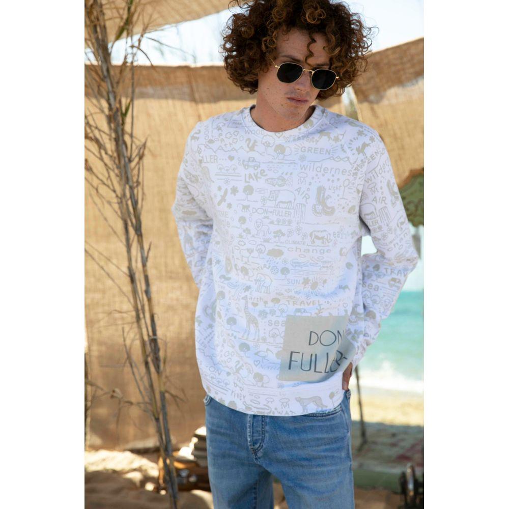 Don The Fuller Chic White Cotton Designer Tee MAN SWEATERS white-cotton-sweater