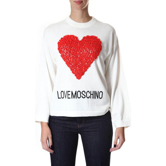 Embossed Heart Wool Blend Sweater