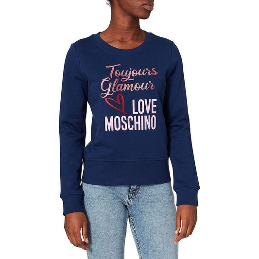 Love Moschino Chic Blue Emblem Sweatshirt blue-cotton-sweater-121