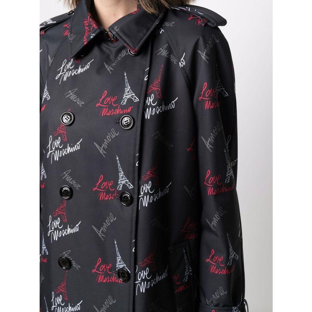 Love Moschino Elegant Black Buttoned Coat WOMAN COATS & JACKETS ta-love-moschino-jackets-coat-1
