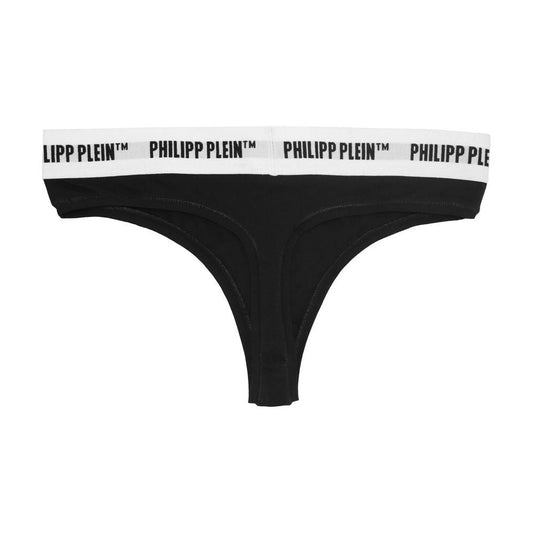 Chic Black Logo Elastic Thongs Twin-Pack