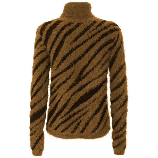 Imperfect Elegant Striped High Collar Sweater WOMAN SWEATERS brown-polyamide-sweater
