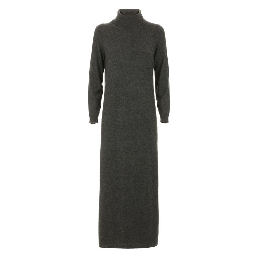Imperfect Elegant Gray High Collar Dress Trio-Blend WOMAN DRESSES wam-greymelange-imperfect-dress