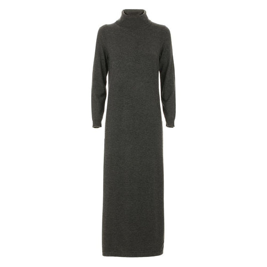 Imperfect Elegant Gray High Collar Dress Trio-Blend WOMAN DRESSES wam-greymelange-imperfect-dress
