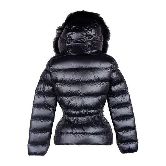 Elegant Black Nylon Jacket with Murmasky Fur