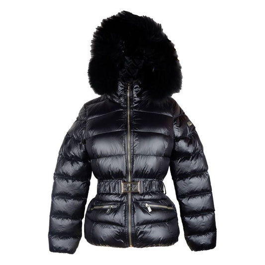 Elegant Black Nylon Jacket with Murmasky Fur