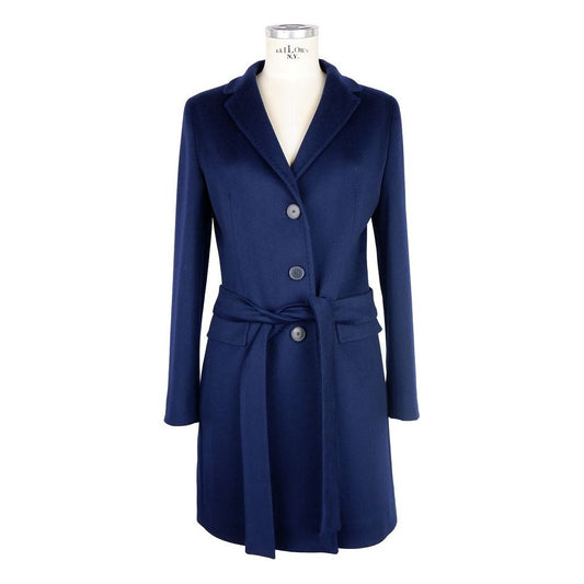 Elegant Wool Vergine Women's Blue Coat