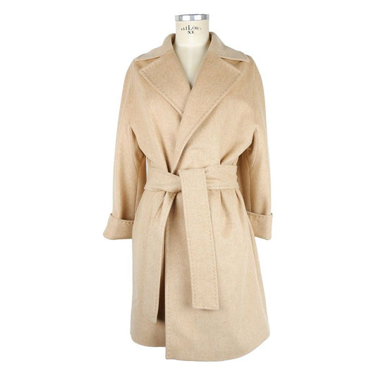 Elegant Beige Wool Women's Coat