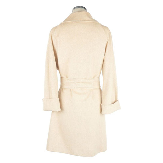 Elegant Wool Vergine Beige Women's Coat