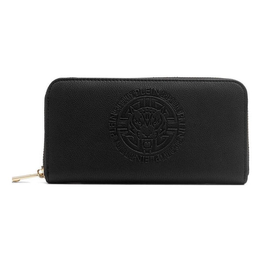Sleek Black Zip Wallet with Logo