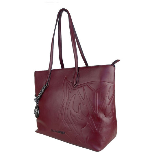 Plein Sport Eco-Leather Chic Burgundy Shopper with Chain Detail WOMAN TOTES rosso-polyurethane-shoulder-bag