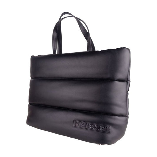 Elegant Black Padded Eco-Leather Shopper