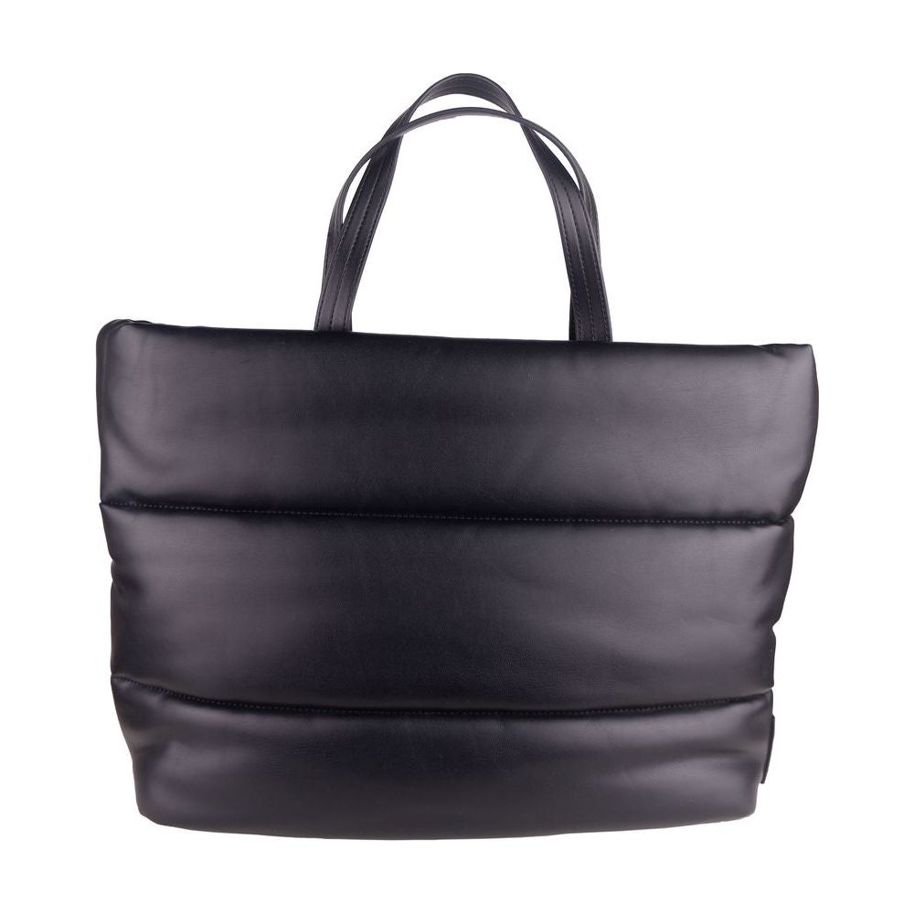 Elegant Black Padded Eco-Leather Shopper