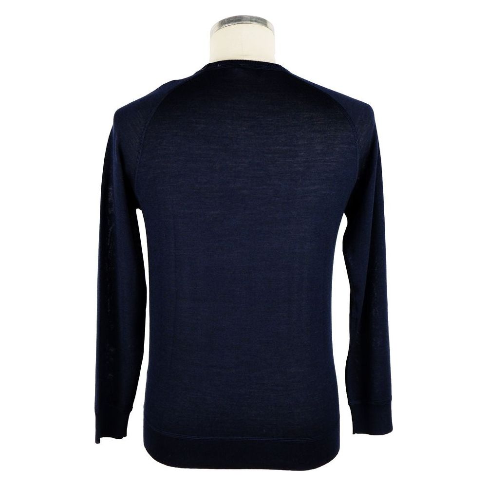 Emilio Romanelli Elegant Blue Cashmere Blend Crewneck Sweater blue-merino-wool-sweater