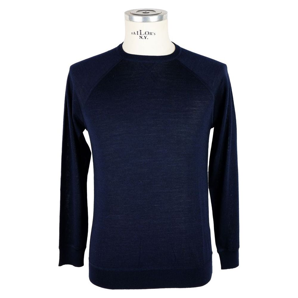 Emilio Romanelli Elegant Blue Cashmere Blend Crewneck Sweater blue-merino-wool-sweater