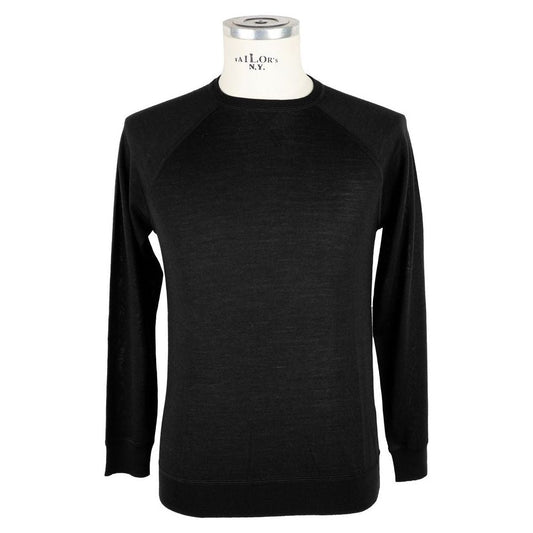 Emilio Romanelli Italian Cashmere Blend Crewneck Sweater black-merino-wool-sweater