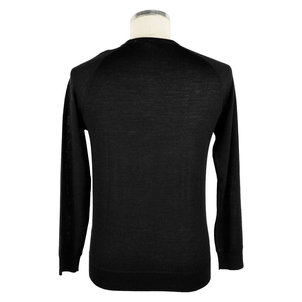 Emilio Romanelli Italian Cashmere Blend Crewneck Sweater black-merino-wool-sweater
