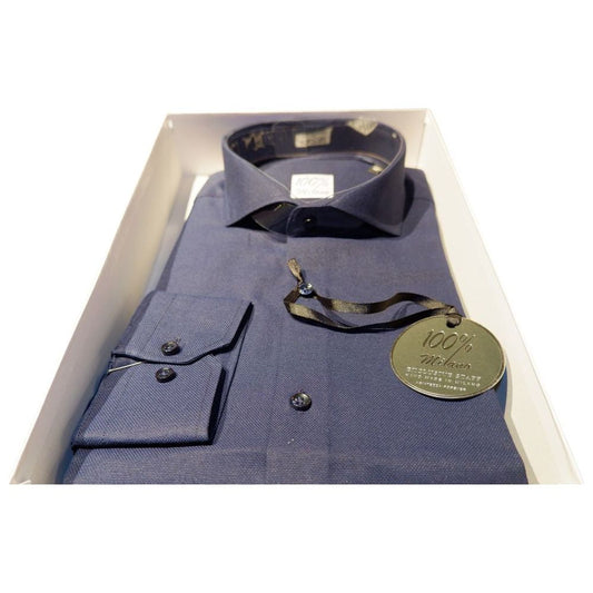 Made in Italy Elegant Blue Oxford Shirt for Men blue-cotton-shirt-55