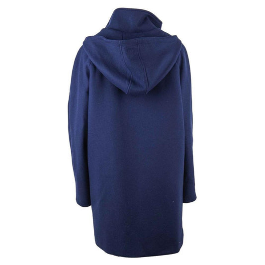 Love Moschino Elegant Blue Wool-Blend Coat with Golden Accents elegant-blue-wool-blend-coat-with-golden-accents