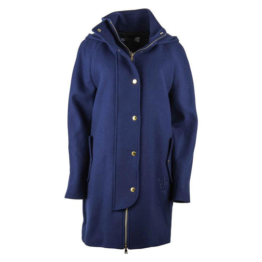 Love Moschino Elegant Blue Wool-Blend Coat with Golden Accents WOMAN COATS & JACKETS blue-virgin-wool-jackets-coat